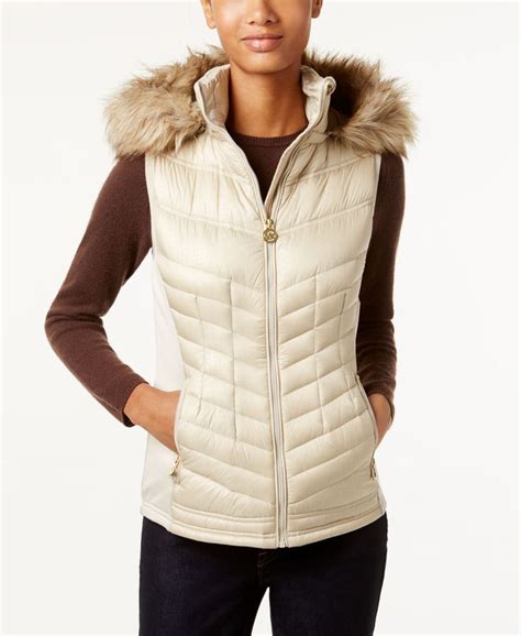 michael kors black and white fur vest|Michael Kors vest women's.